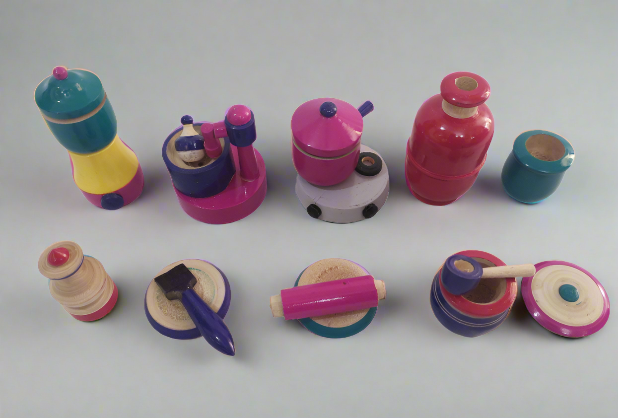 Wooden Choppu Jaman Toy Set – Traditional South Indian Kitchen Play Set