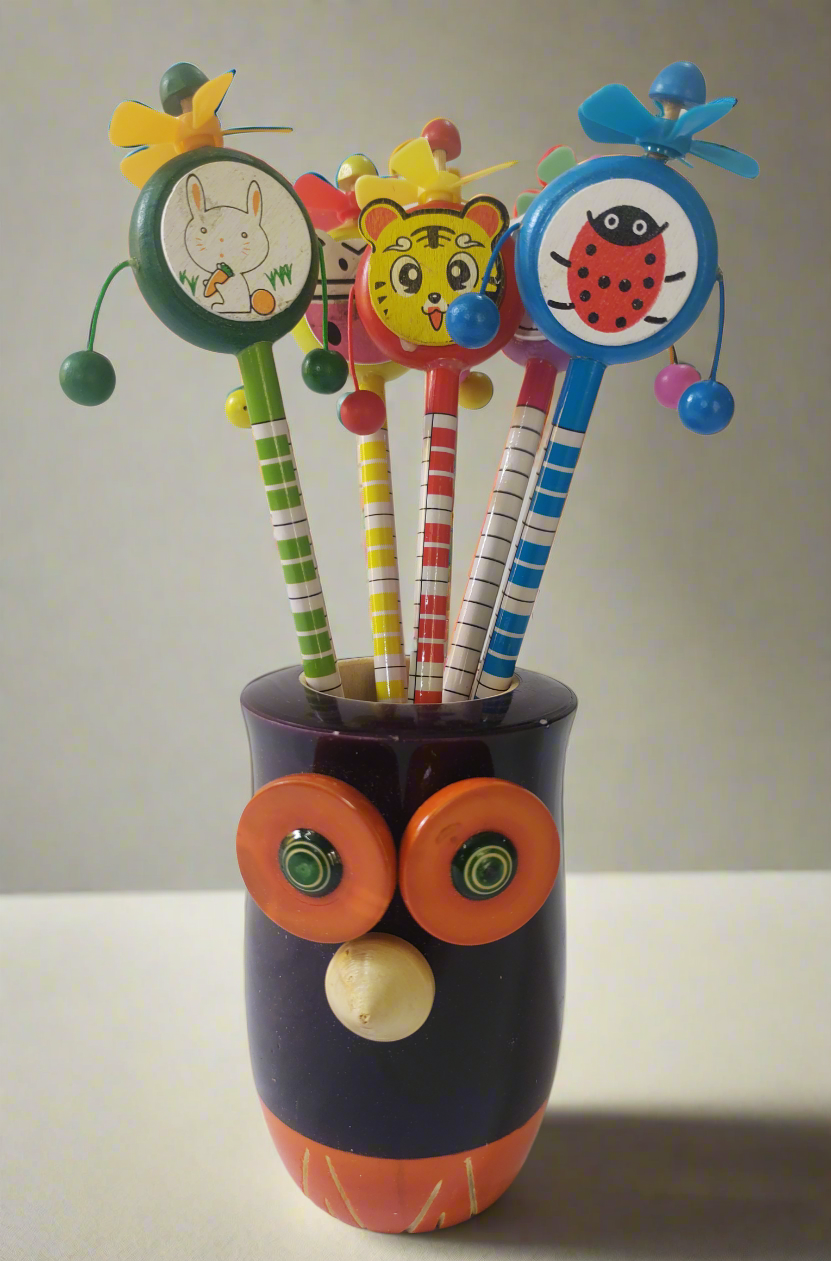 Wooden Rattle Pencil – Fun and Musical Wooden Toy for Kids - Random Colour