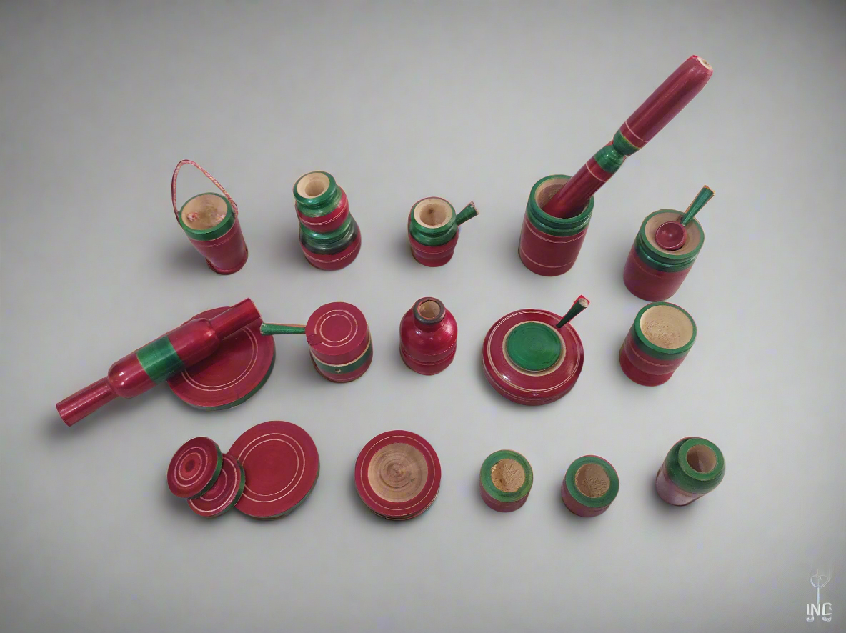 Wooden Choppu Jaman Toy Set – Traditional South Indian Kitchen Play Set