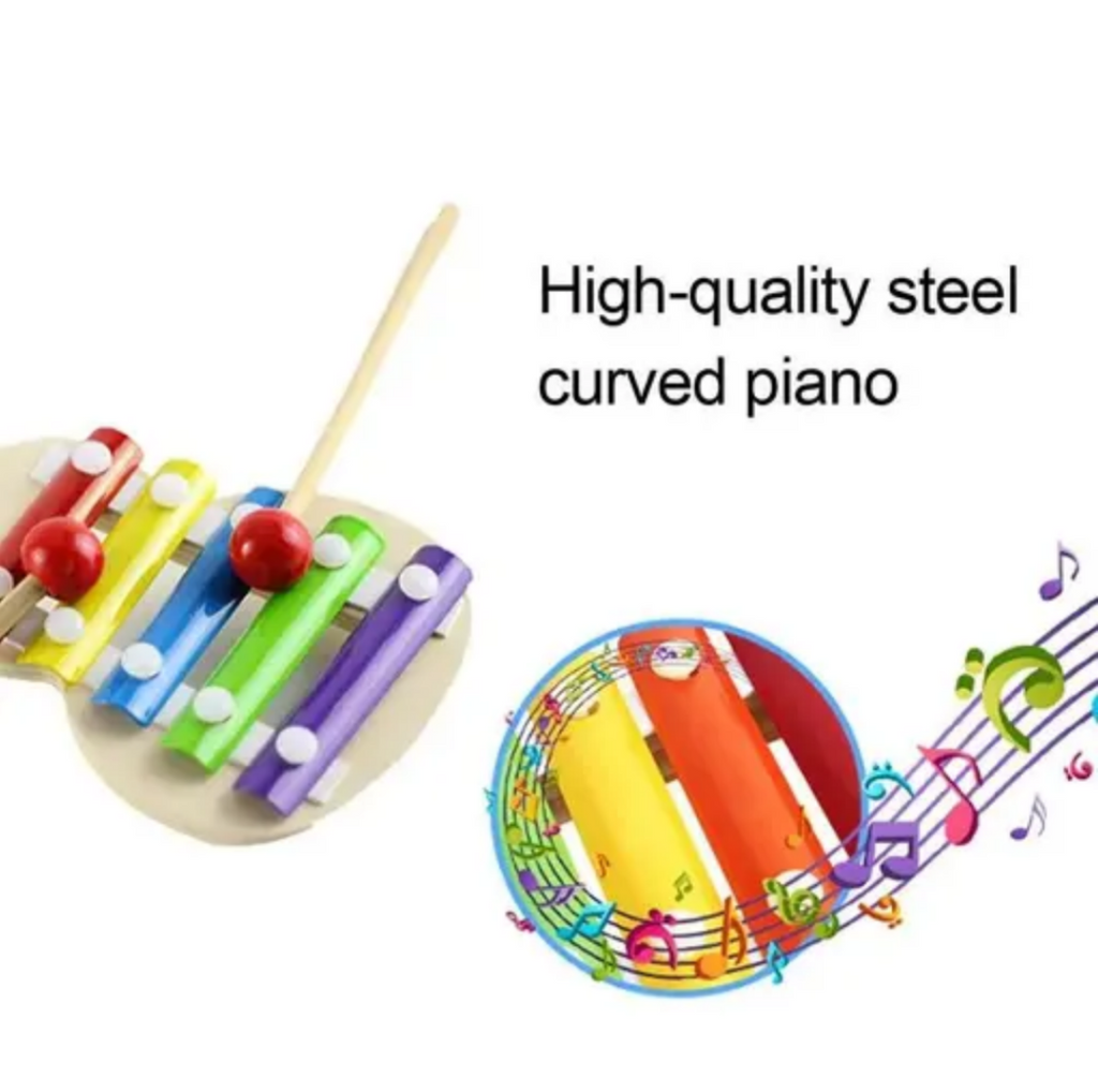 Wooden Guitar Shaped Xylophone with 5 Notes | Musical Toy for Kids