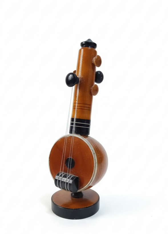 Handcrafted Wooden Veena Miniature – Traditional Home Decor Showpiece (Small Size - Pair)