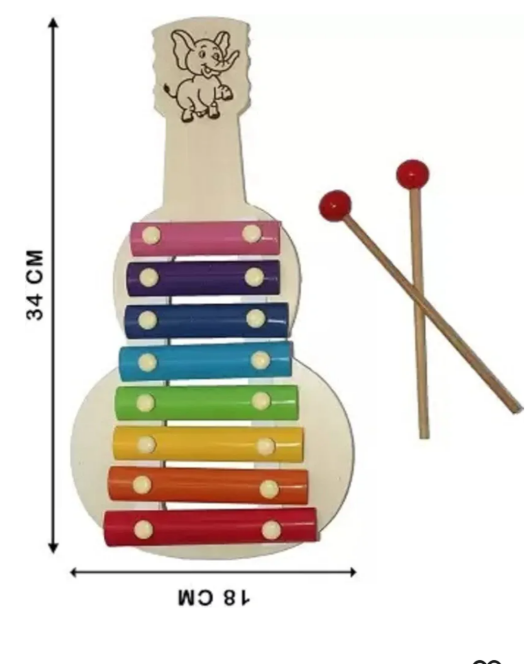 Wooden 8-Notes Guitar Shaped Xylophone for Kids | Musical Learning Toy