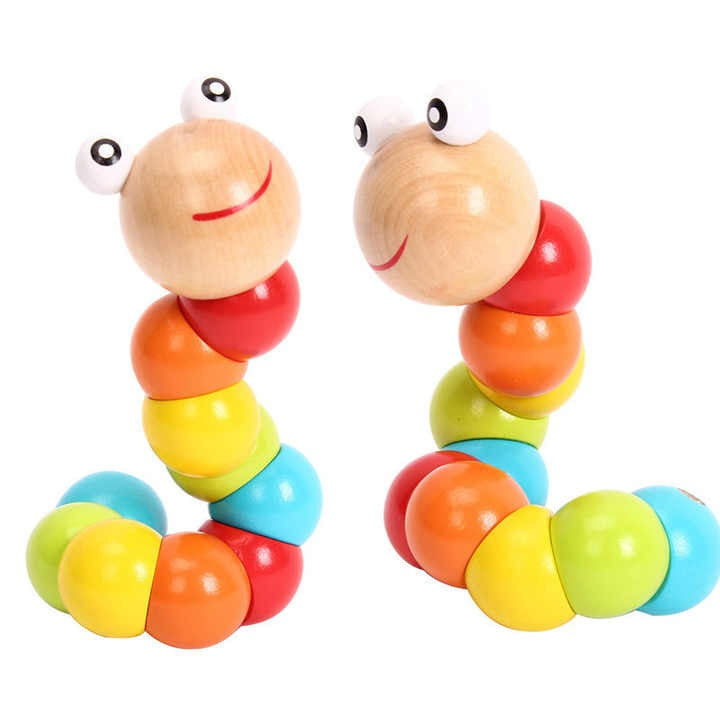 Wooden Caterpillar Toy – Colorful Handcrafted Pull-Along Toy for Kids