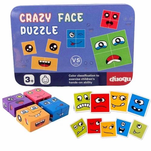 Face Cube Puzzle – Fun & Educational Wooden Brain Teaser Toy