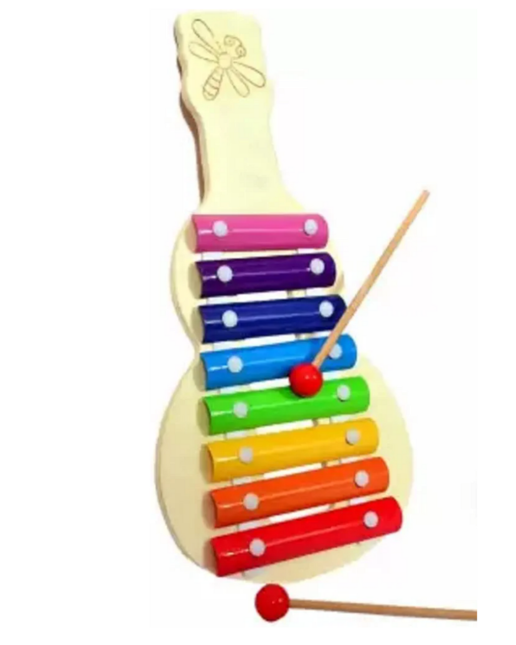 Wooden 8-Notes Guitar Shaped Xylophone for Kids | Musical Learning Toy