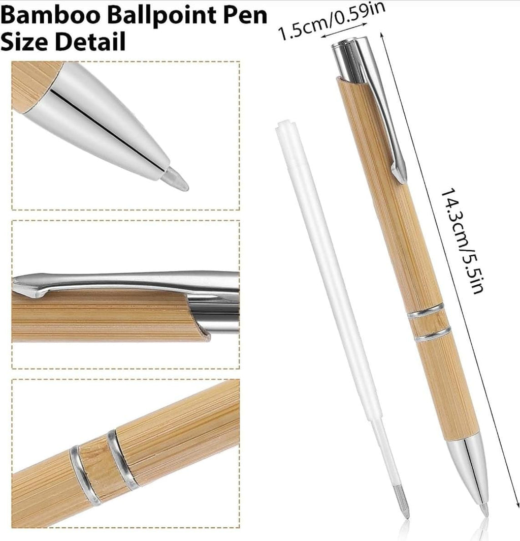 Bamboo Double Ring Ballpoint Pen – Eco-Friendly Wooden Office Pen