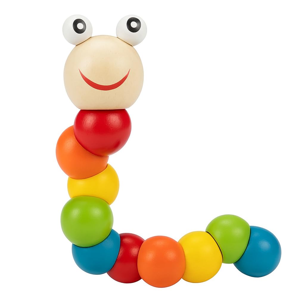 Wooden Caterpillar Toy – Colorful Handcrafted Pull-Along Toy for Kids
